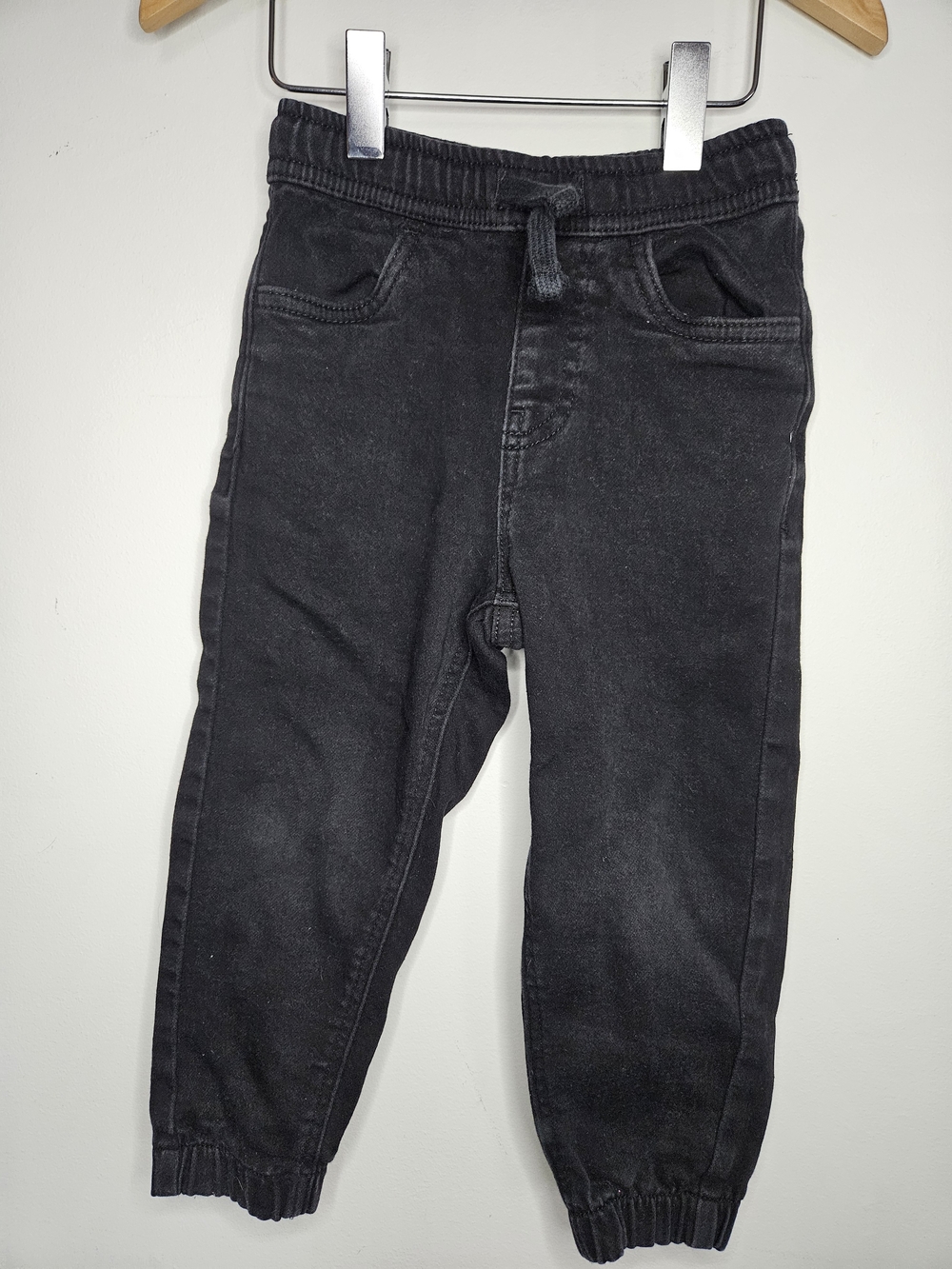 Black Denim Joggers Kids Elastic Waist Jeans Pants Size 4T🩷